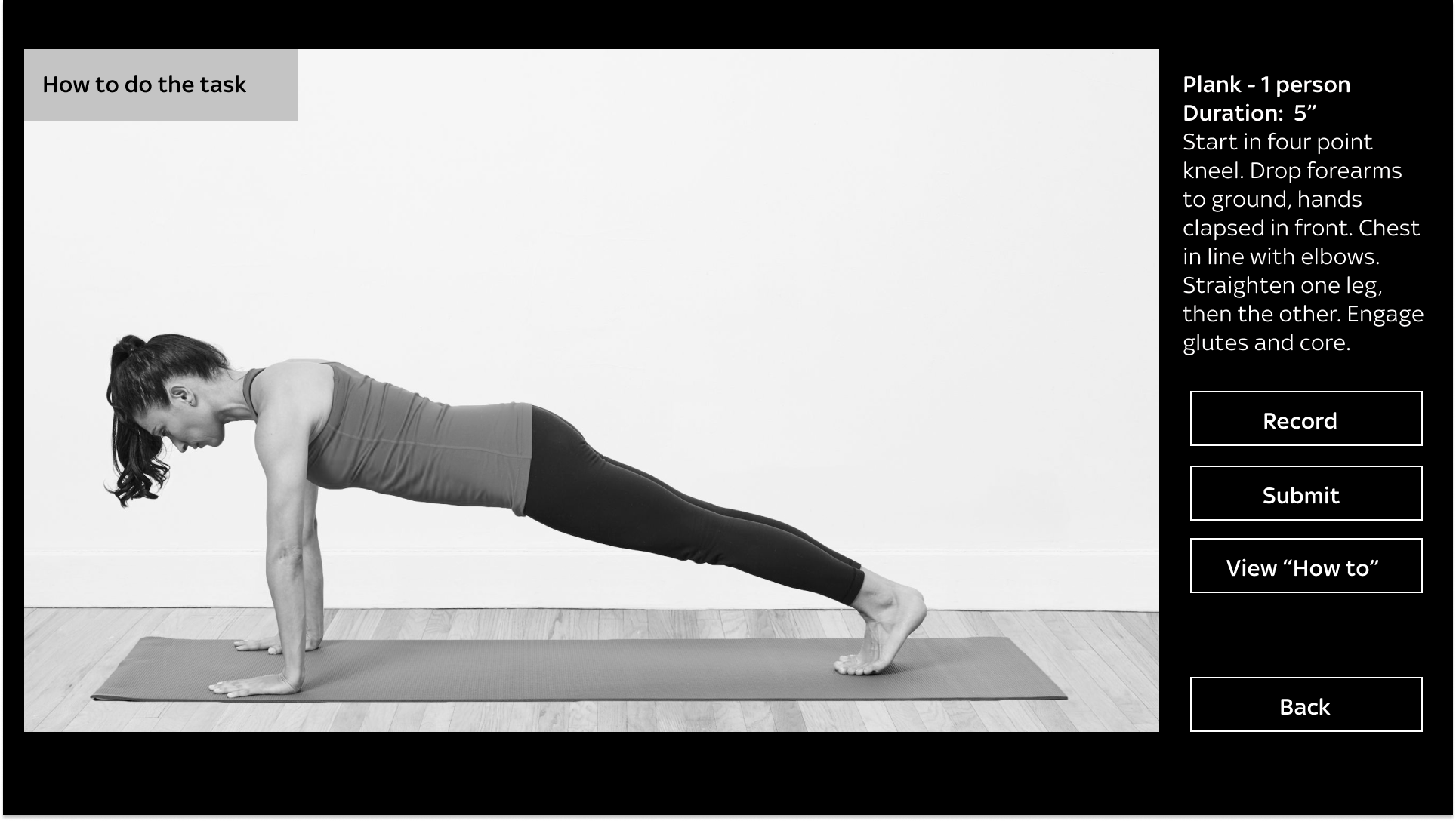 Reference image showing the correct plank position as a visual data-quality guide.